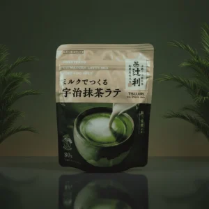 Tsujiri Sweetened Uji Matcha Latte Mix (80g), Food/Beverage Mix, made in Japan – quick and convenient preparation of a specialty uji matcha latte; dairy free benefit for Bangladesh Market.